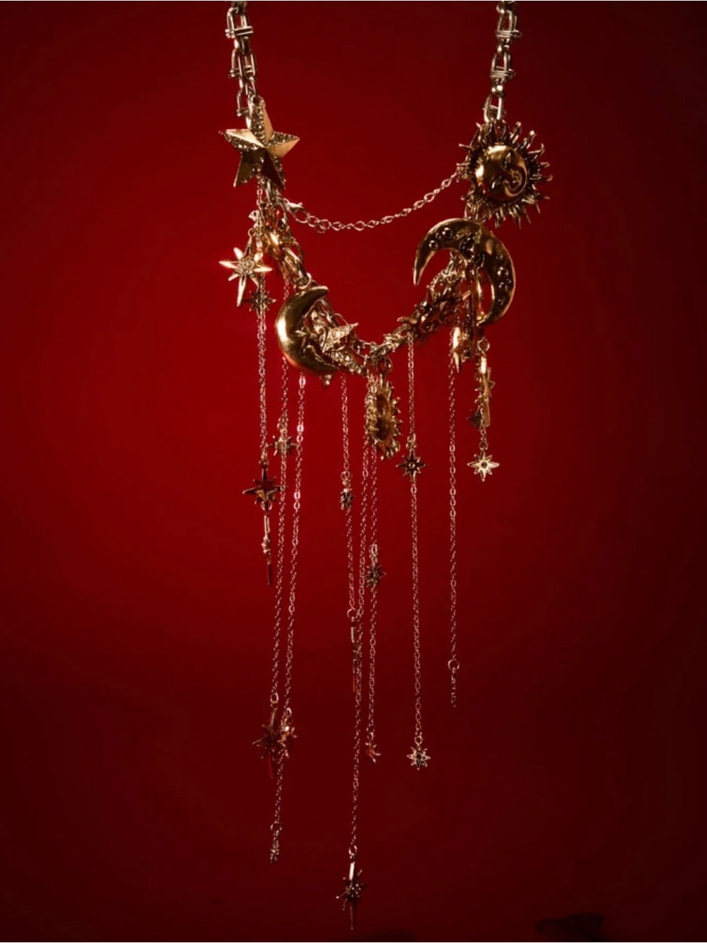 Gold Celestial Moon & Star Pendant Necklace - Picture 4 of 10